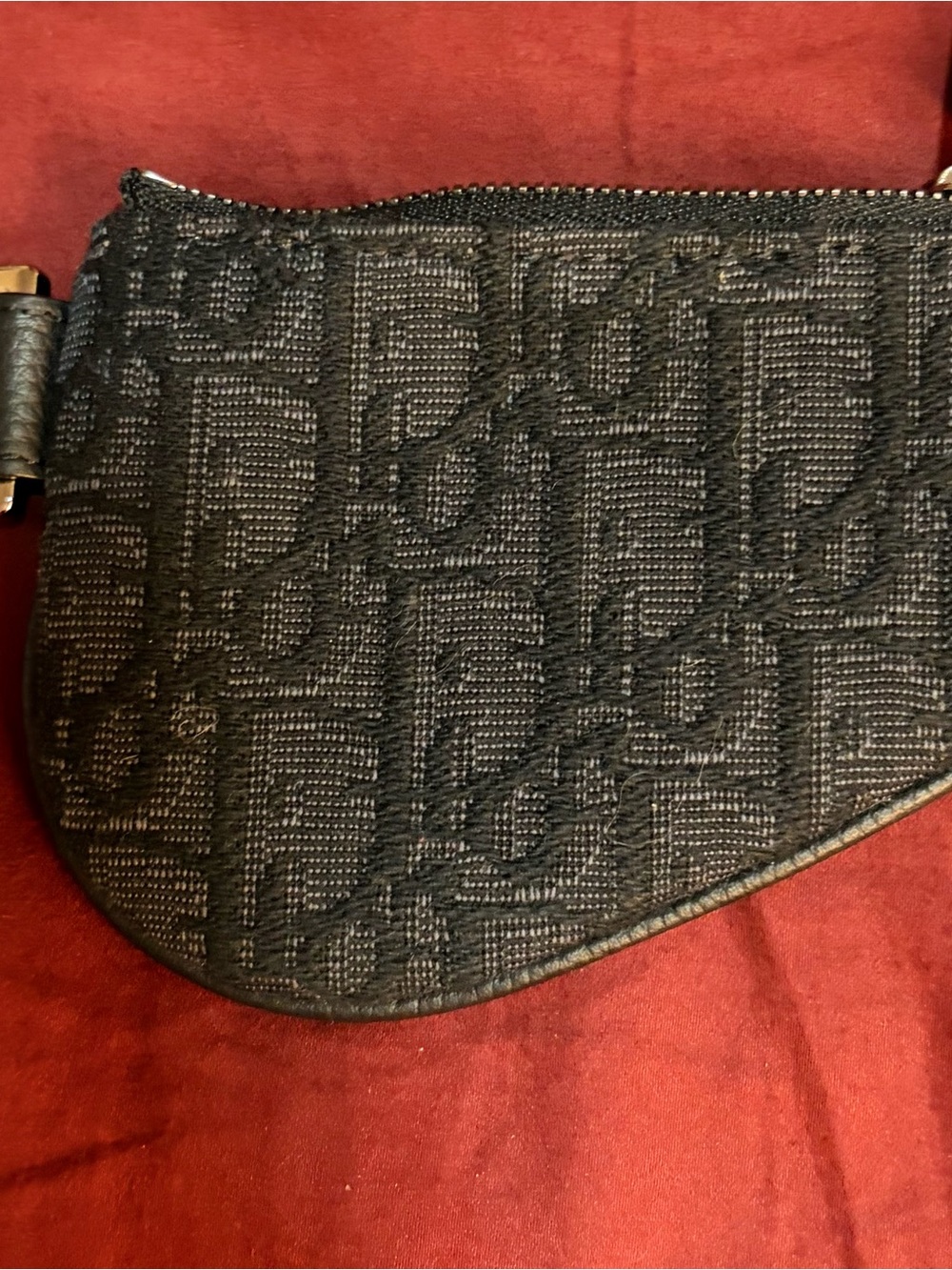 Authentic Christian Dior Black Textured Monogram Shoulder Bag